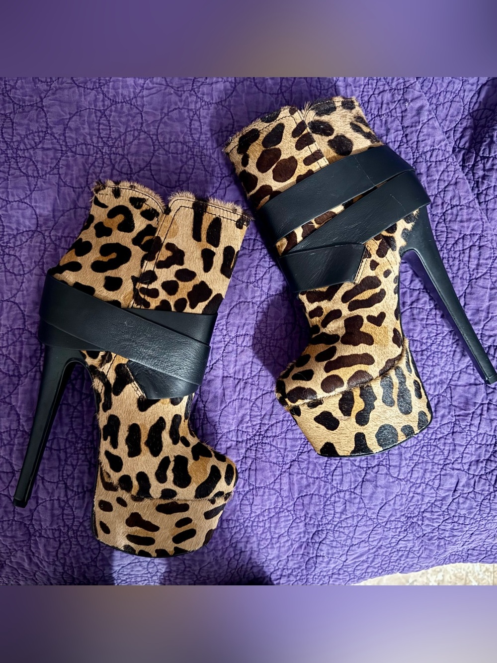 London Trash Leopard Print Platform Boots - Picture 8 of 9